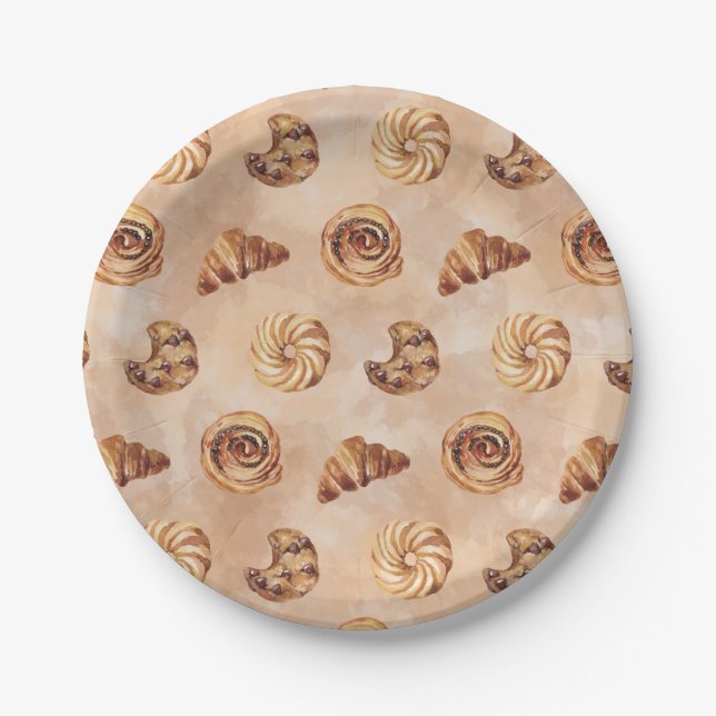 Plato De Papel Watercolor Confección Patisserie Comida Brunch (Anverso)