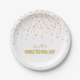 Plato De Papel Watercolor Confetti Feliz cumpleaños Moda elegante