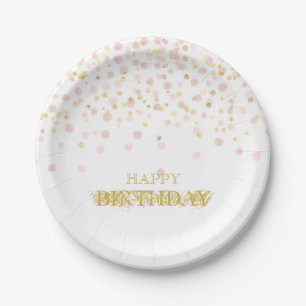 Plato De Papel Watercolor Confetti Feliz cumpleaños Moda elegante