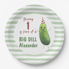 Plato De Papel Watercolor Cucumber Big Dill Birday Party