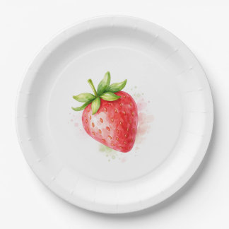 Plato De Papel Watercolor Cute Strawberry Party event 