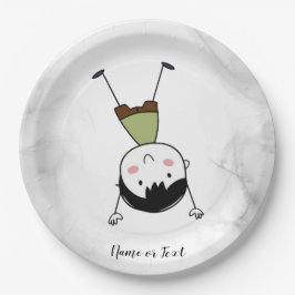 Plato De Papel Watercolor Cute Upside Down Stick Boy Hermoso