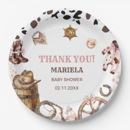 Plato De Papel Watercolor elegante Little Cowgirl Rodeo Country b