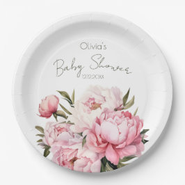 Plato De Papel Watercolor elegante minimalista peonatos de bebé d