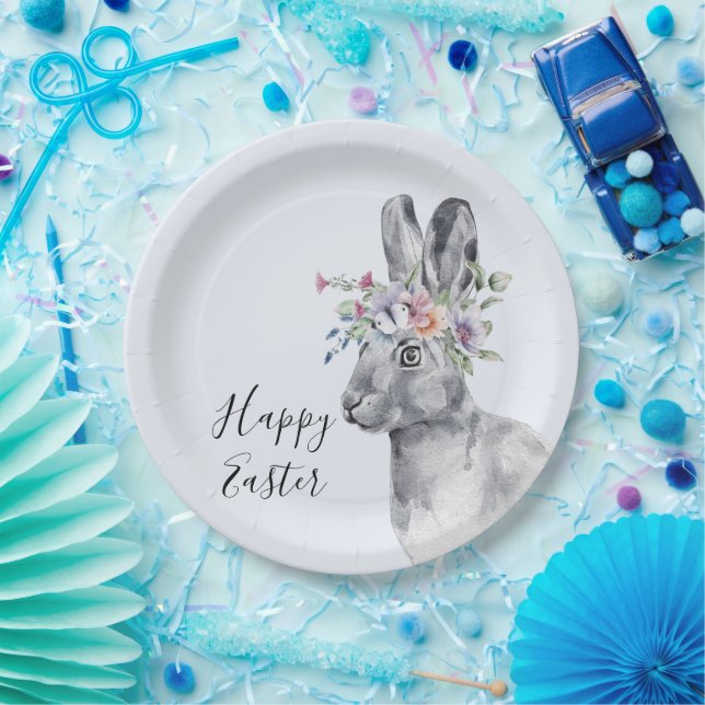 Plato De Papel Watercolor Flor Crown Bungalow Easter (Fiesta)