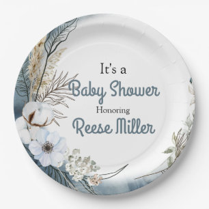 Plato De Papel Watercolor Floral Baby Shower