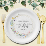 Plato De Papel Watercolor Flores silvestres Ducha de novias<br><div class="desc">Las elegantes placas de papel con ducha de novia cuentan con una corona de flores silvestres de color agua elegante y sus detalles con letras de moda. COINCIDIENDO elementos de nuestra colección.</div>