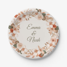 Plato De Papel Watercolor Flower Round Dinner Plate