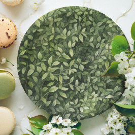 Plato De Papel Watercolor Forrest Greens Neutral Baby Shower