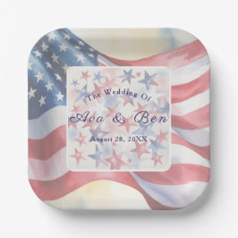 Plato De Papel Watercolor Fourth Of July Wedding Paper Plates