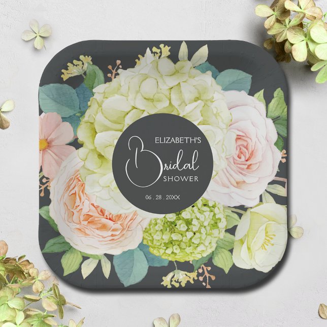 Plato De Papel Watercolor Garden Florals Bridal Shower (Subido por el creador)