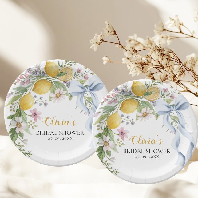 Plato De Papel Watercolor Garden Lemon Citrus Bridal Shower  (Subido por el creador)