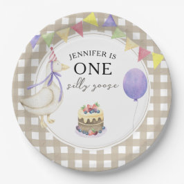 Plato De Papel Watercolor Goose 1º cumpleaños