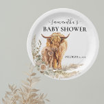 Plato De Papel Watercolor Highland Cow Calf Baby Boho Pampas<br><div class="desc">Este diseño puede ser personalizado en el área proporcionada cambiando la foto y/o el texto. O puede personalizarse haciendo clic en Personalizar esta plantilla y, a continuación, eligiendo la opción de hacer clic en el personalizar y eliminando o cambiando el color del fondo, agregando texto, cambiando el color o estilo...</div>