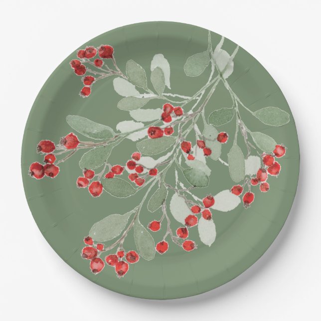 Plato De Papel Watercolor Holly (Anverso)