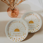 Plato De Papel Watercolor Little Sunshine First Birthday Paper Pl<br><div class="desc">Acuarela suntuosa y estrellas "nuestro pequeño sol se está volviendo uno" género neutro planchas de papel de primer cumpleaños</div>