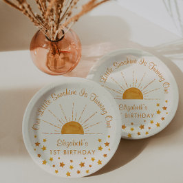 Plato De Papel Watercolor Little Sunshine First Birthday Paper Pl