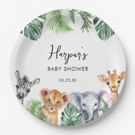 Plato De Papel Watercolor Little Wild One Safari Baby Shower