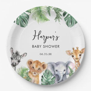 Plato De Papel Watercolor Little Wild One Safari Baby Shower