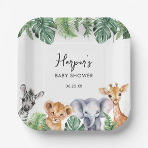 Plato De Papel Watercolor Little Wild One Safari Baby Shower