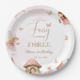 Plato De Papel Watercolor Mushroom Fairy 3 Birthday Forest
