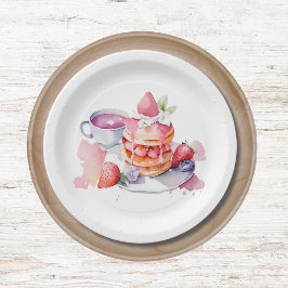Plato De Papel Watercolor Pancake Baby Brunower