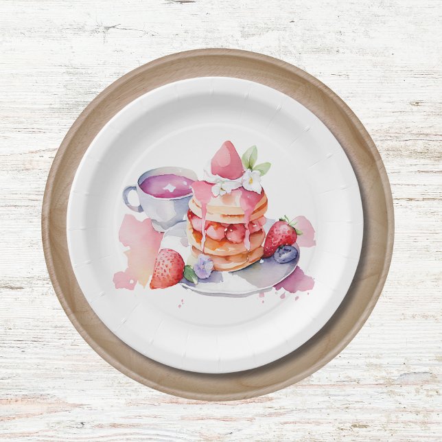 Plato De Papel Watercolor Pancake Baby Brunower (Subido por el creador)