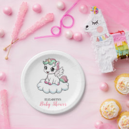 Plato De Papel Watercolor Pastel Unicorn Baby Shower