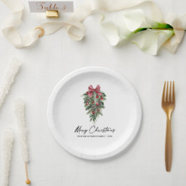 Plato De Papel Watercolor Pines Calligraphy Ink Navidades Pequeño