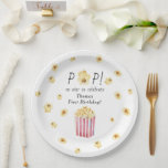 Plato De Papel Watercolor Popcorn Kids Birthday Fiesta<br><div class="desc">Fiesta de cumpleaños de los niños acuarela. Palomitas de acuarela.</div>
