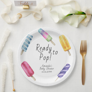 Plato De Papel Watercolor Popsicle Bebé ducha