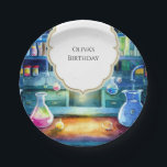 Plato De Papel Watercolor Science Magic Scientiday<br><div class="desc">¡Sirva una fiesta para los mágicos experimentadores con nuestras Placas de Papel de Cumpleaños del Científico Mágico de la Ciencia de las Acuarelas! Decorados con ilustraciones de acuarela de las herramientas de laboratorio y elementos encantadores, estos platos añaden un toque de encanto a la mesa. Tanto si sirve tentempiés como...</div>