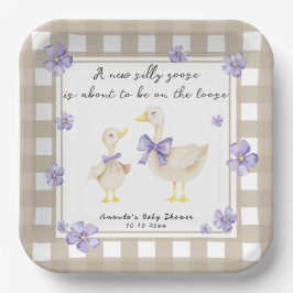 Plato De Papel Watercolor Silly Goose Baby Shower 