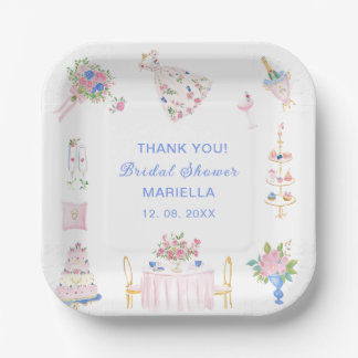 Plato De Papel    Watercolor whimsical hand drawn bridal shower