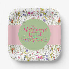 Plato De Papel Watercolor Wildflower Baby Shower