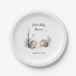 Plato De Papel Watercolor Woodland Forest Baby Shower