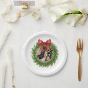 Plato De Papel Watercolor Wreath Photo Modern Navidades