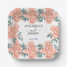 Plato De Papel watercolors Florals Modern Botanical Wedding