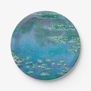 Plato De Papel Waterlilies por la pintura Bella Artes de Claude M