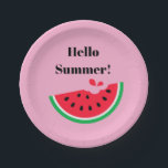 Plato De Papel Watermelon<br><div class="desc">Perfect for your picnic or summer celebrations this paper plate is shown with a cute hello summer watermelon print design.
Customize this item or buy as is.



Licensed Print</div>