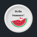 Plato De Papel Watermelon<br><div class="desc">Perfect for your picnic or summer celebrations this paper plate is shown with a cute hello summer watermelon print design.
Customize this item or buy as is.



Licensed Print</div>