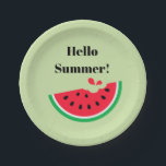 Plato De Papel Watermelon<br><div class="desc">Perfect for your picnic or summer celebrations this paper plate is shown with a cute hello summer watermelon print design.
Customize this item or buy as is.



Licensed Print</div>