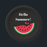 Plato De Papel Watermelon<br><div class="desc">Perfect for your picnic or summer celebrations this paper plate is shown with a cute hello summer watermelon print design.
Customize this item or buy as is.



Licensed Print</div>