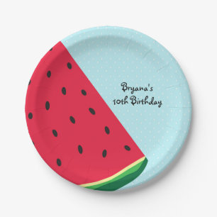 Plato De Papel Watermelon Blue Fun Summertime Birday Party