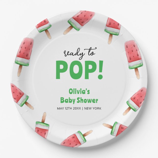 Plato De Papel Watermelon Ice Cream Popcicle Baby Shower (Anverso)