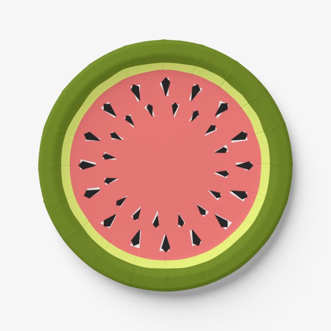 Plato De Papel Watermelon Placas de papel rosa (Anverso)