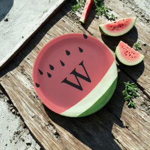 Plato De Papel Watermelon Summer Picnic BBBQ Monogramado