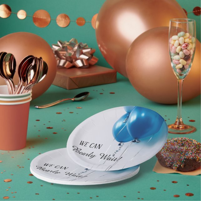 Plato De Papel We Can Barely Wait Baby Boy Shower Paper Plate (Multi)