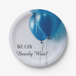 Plato De Papel We Can Barely Wait Baby Boy Shower Paper Plate
