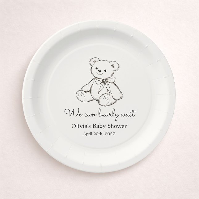 Plato De Papel "We Can Bearly Wait" Baby Shower Gender Neutral (Subido por el creador)